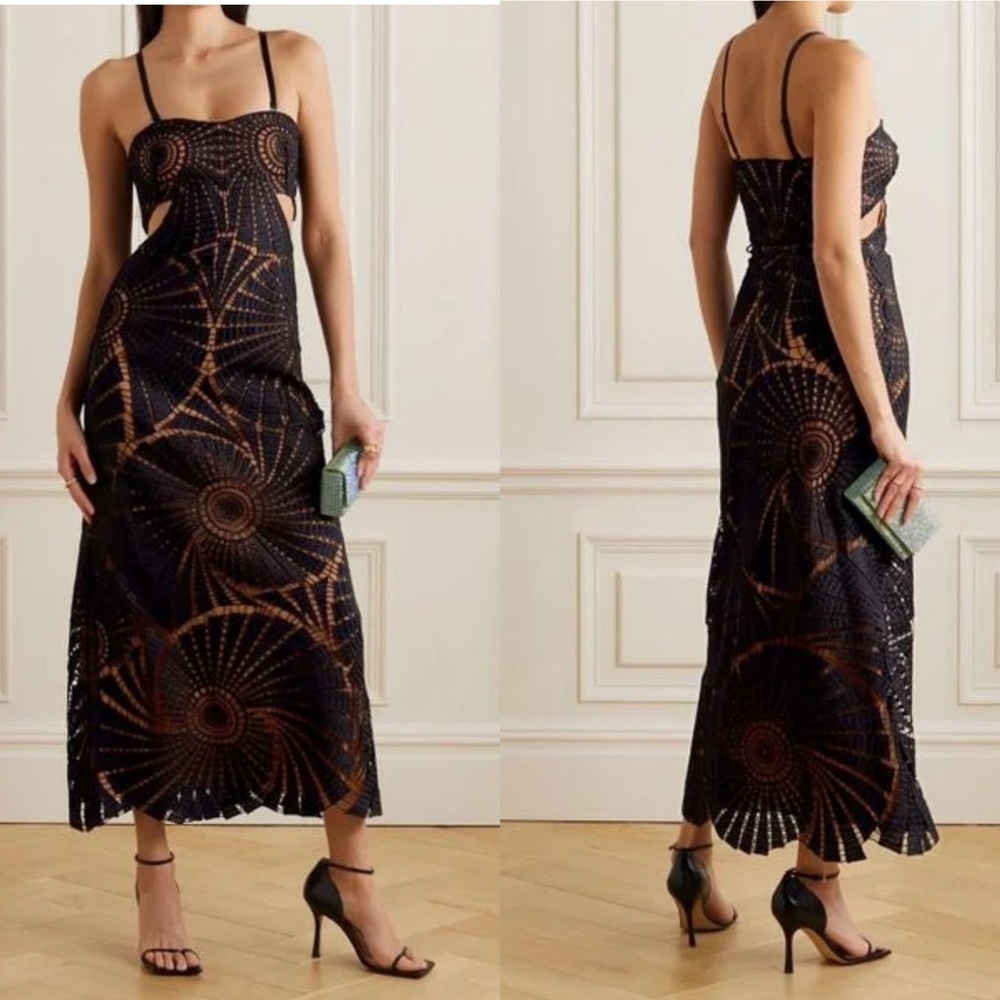 Jonathan Simkhai Jamie Cutout Guipure Midi Dress UK 12 US 8